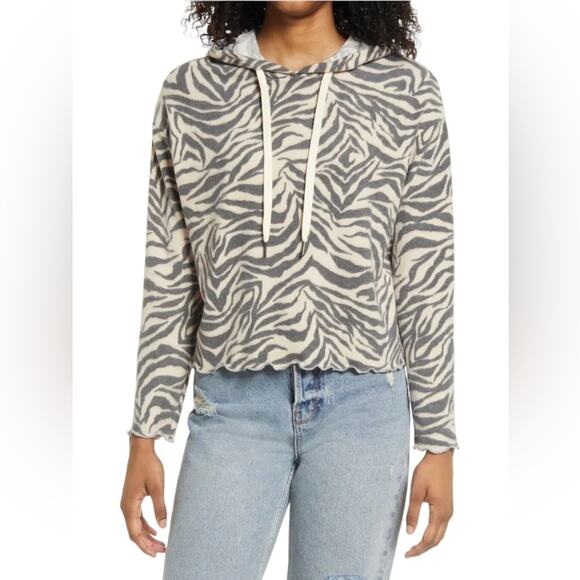 La La Land Creative Co. Women's Long Sleeve Zebra Print Hoodie Medium NWT - Picture 1 of 6